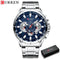 CURREN Casual Sport Chronograph Men's Watch – Stainless Steel Big Dial Quartz Wristwatch with Luminous Pointers
