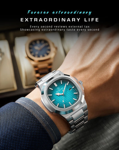 Paazomu 2024 Luxury Men's Square Quartz Watch – Waterproof Business Timepiece with Luminous Display
