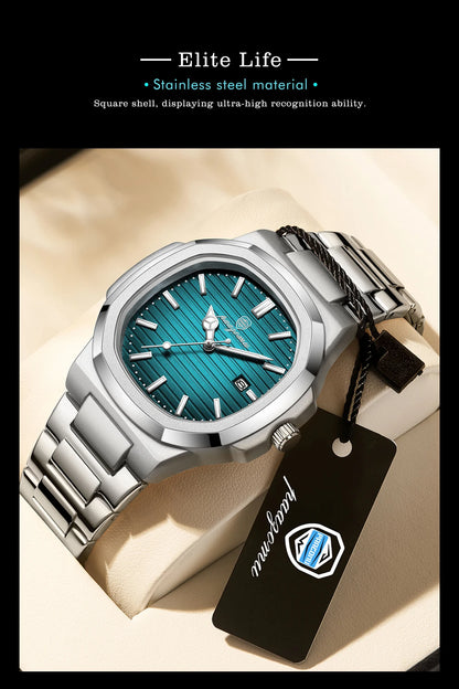 Paazomu 2024 Luxury Men's Square Quartz Watch – Waterproof Business Timepiece with Luminous Display