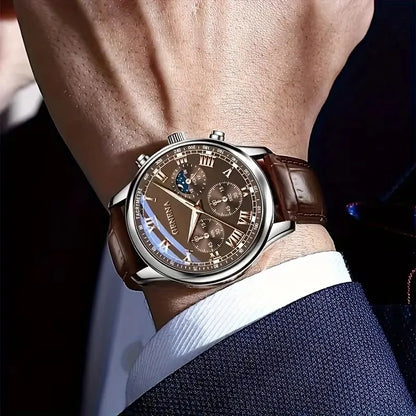 GAIETY™ Men's Luxury Quartz Watch – Elegant Leather Strap, Business & Casual Style