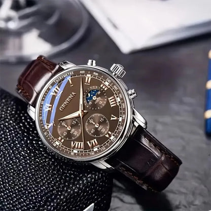 GAIETY™ Men's Luxury Quartz Watch – Elegant Leather Strap, Business & Casual Style