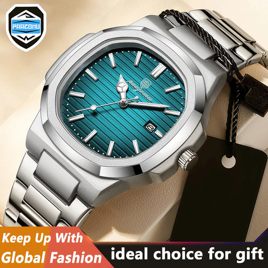 Paazomu 2024 Luxury Men's Square Quartz Watch – Waterproof Business Timepiece with Luminous Display