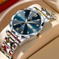 Men's Luxury Water Diamond Night Glow Watch – Double Calendar Quartz Stainless Steel Business Watch