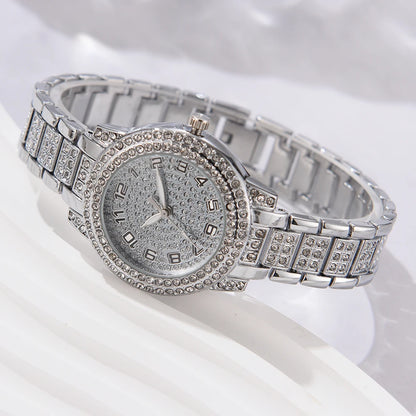 6PCS Women's Luxury Crystal Quartz Watch & Jewelry Set – Elegant Alloy Wristwatch Gift