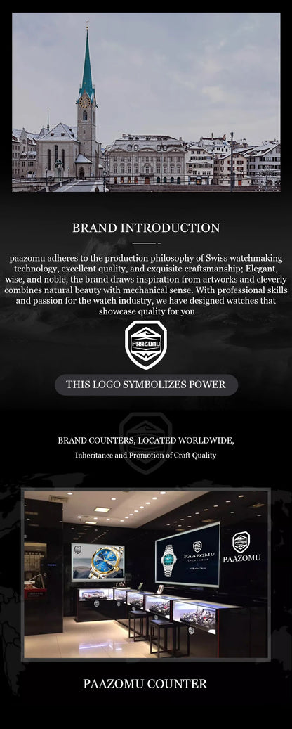 Paazomu 2024 Luxury Men's Square Quartz Watch – Waterproof Business Timepiece with Luminous Display