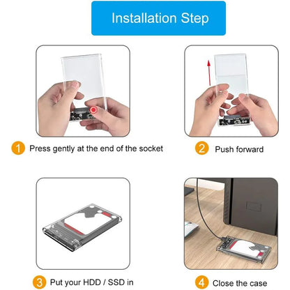 ClearVault USB 3.0/2.0 Transparent 2.5" SATA External Hard Drive Enclosure with UASP – Tool-Free Portable Case for 2TB HDD/SSD