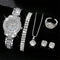 6PCS Women's Luxury Crystal Quartz Watch & Jewelry Set – Elegant Alloy Wristwatch Gift