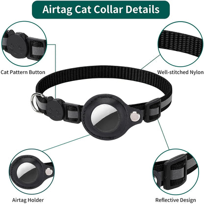 PurrTrack™ Reflective AirTag Cat Collar - AirTag Holder