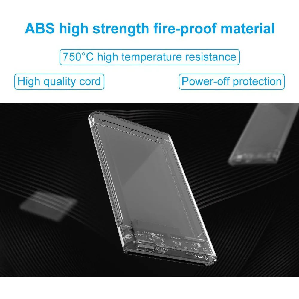 ClearVault USB 3.0/2.0 Transparent 2.5" SATA External Hard Drive Enclosure with UASP – Tool-Free Portable Case for 2TB HDD/SSD