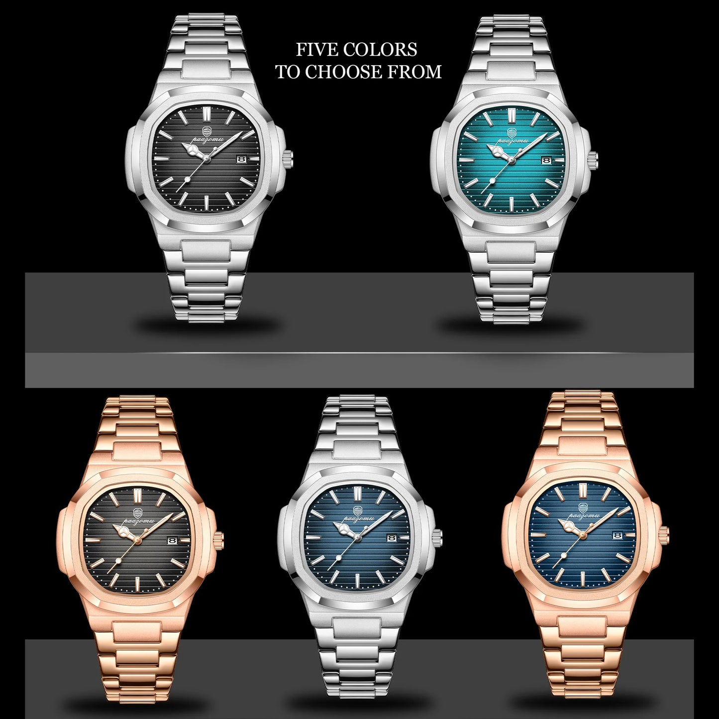 Paazomu 2024 Luxury Men's Square Quartz Watch – Waterproof Business Timepiece with Luminous Display