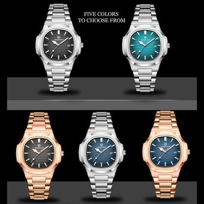 Paazomu 2024 Luxury Men's Square Quartz Watch – Waterproof Business Timepiece with Luminous Display