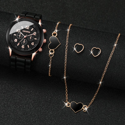 Elegance™ Women's Fashion Watch & Jewelry Set – Stylish Quartz Timepiece with Bracelet & Accessories