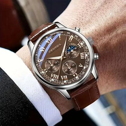 GAIETY™ Men's Luxury Quartz Watch – Elegant Leather Strap, Business & Casual Style