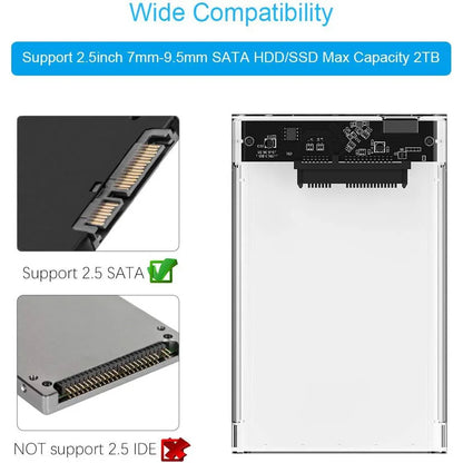 ClearVault USB 3.0/2.0 Transparent 2.5" SATA External Hard Drive Enclosure with UASP – Tool-Free Portable Case for 2TB HDD/SSD