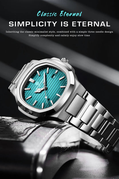 Paazomu 2024 Luxury Men's Square Quartz Watch – Waterproof Business Timepiece with Luminous Display