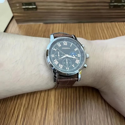 GAIETY™ Men's Luxury Quartz Watch – Elegant Leather Strap, Business & Casual Style