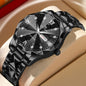 Men's Luxury Water Diamond Night Glow Watch – Double Calendar Quartz Stainless Steel Business Watch