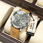 POEDAGAR Luxury Men's Quartz Chronograph Watch – Waterproof Luminous Date Leather Sports Watch
